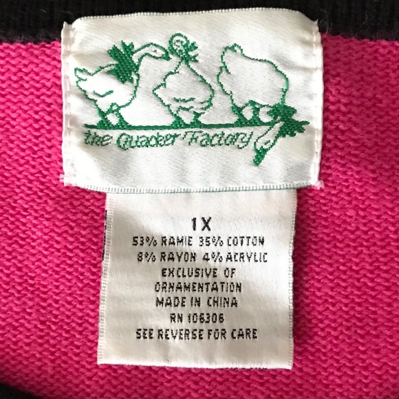 QUACKER FACTORY Zip Cardigan Sweater Whimsical Palm Tree Pink Women’s Size 1X 2X - Picture 9 of 16